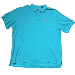 Chaps Men Polo Shirt Teal Blue 3XLT Short Sleeve Collared Crest Embroidered Golf